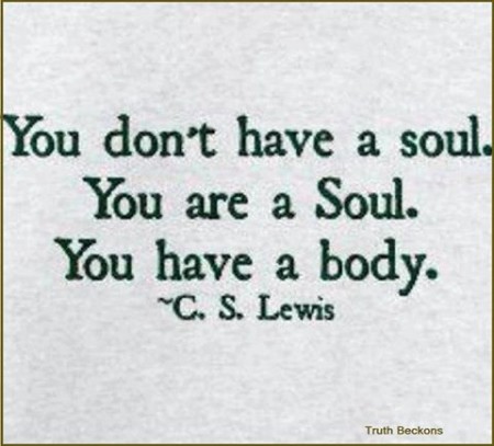 "You don't have a soul. You are a Soul. You have a body." - C.S. Lewis